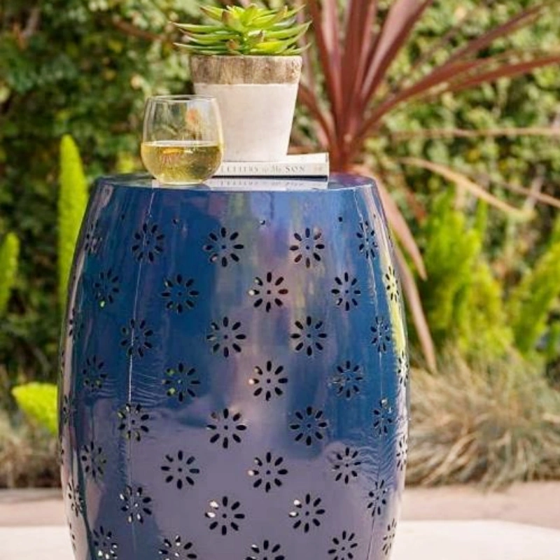 Blue outdoor side table